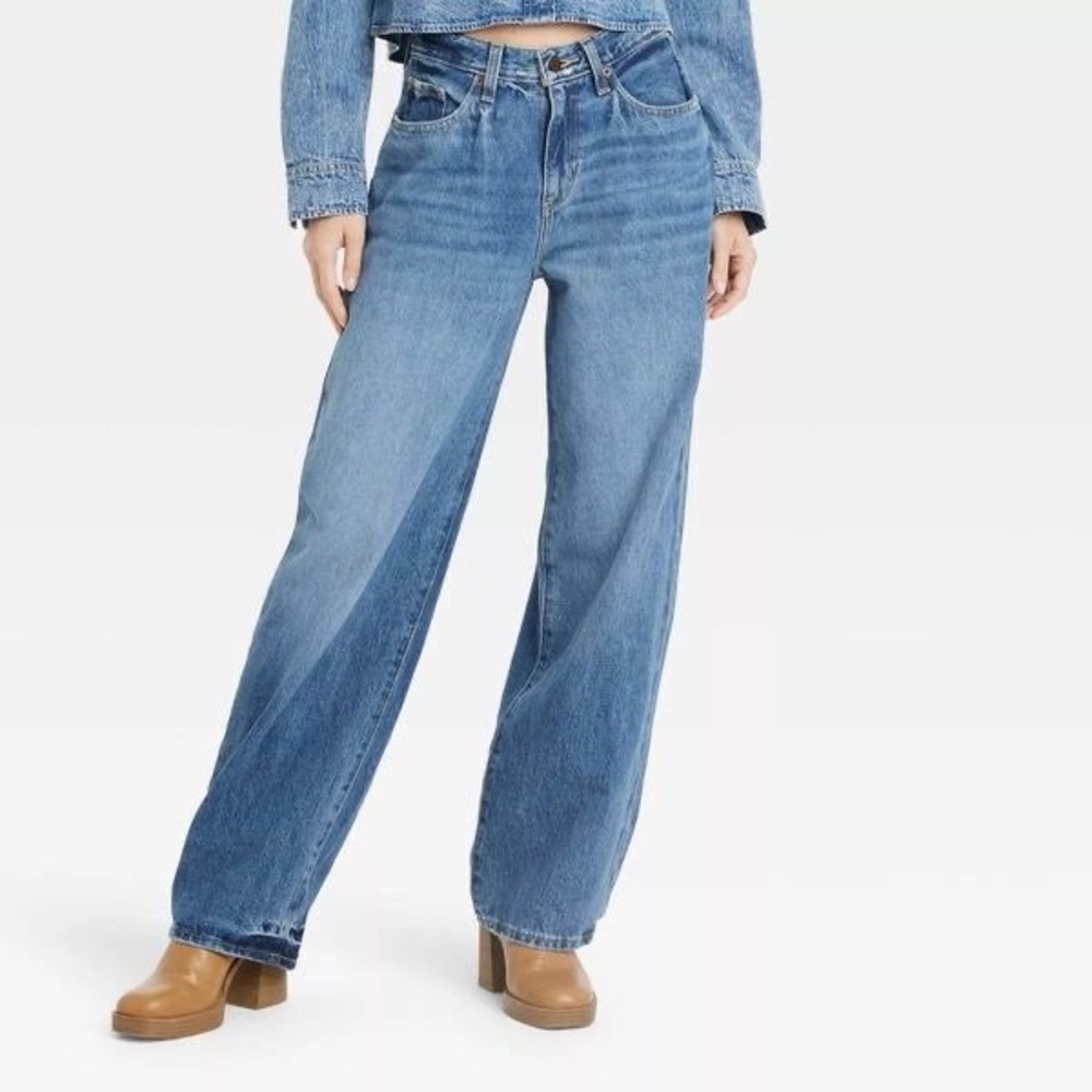 Universal Thread 100% Cotton Blue 90s Baggy Jeans Womens 6L High Rise‎ Wide Leg